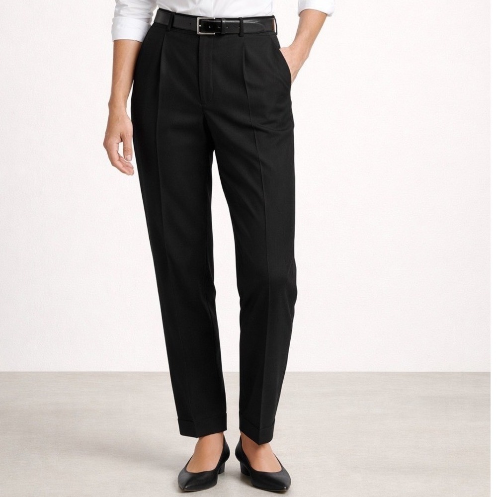 Bernard Zins Saks Fifth Avenue Black 100% Wool Pleated Pants Made in France 16